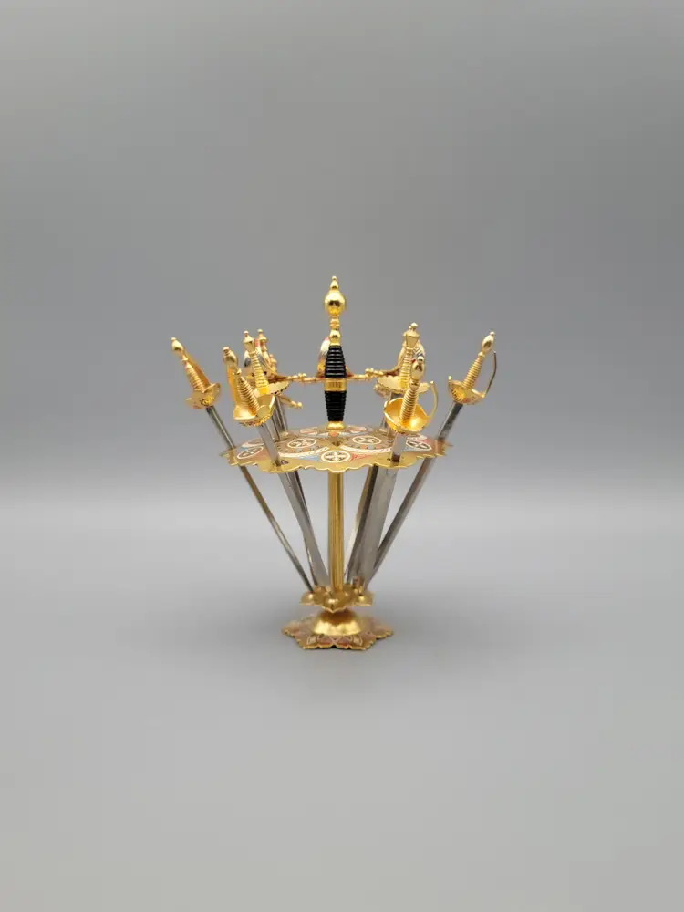 Vintage Mini Sword Olive Martini Cocktail Pick Set Toledo Spain, Missing 1