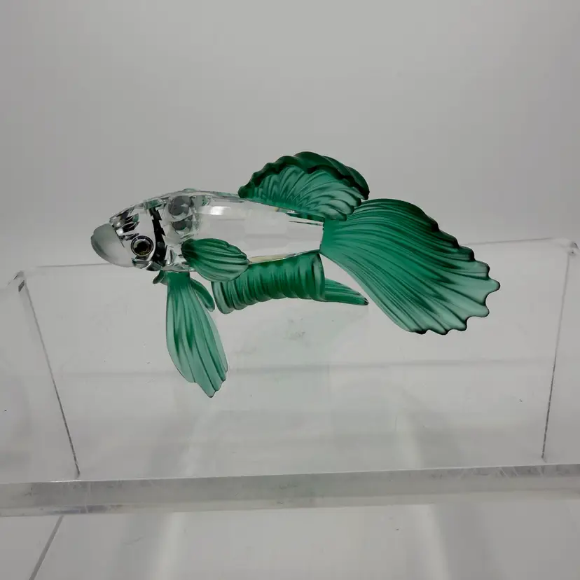 Swarovski Crystal Siamese Fighting Fish Green Figurine Retired