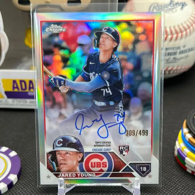 Jared Young 2023 Topps Chrome Refractor Auto /499 RC Chicago Cubs