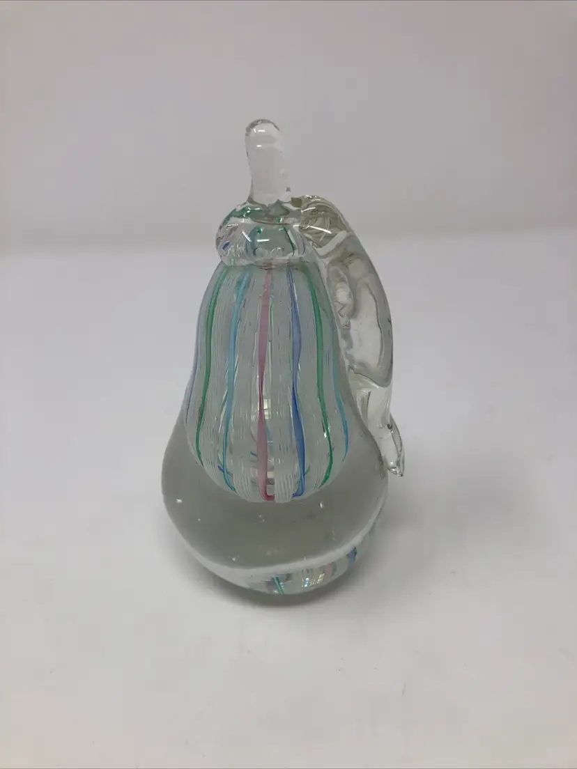Latticino Pear Paperweight