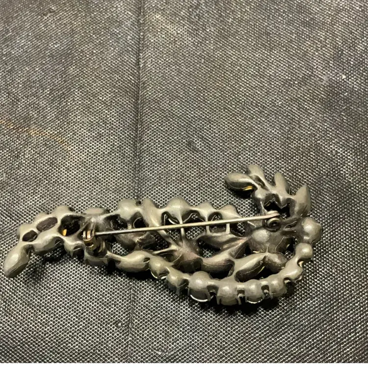 Blue And AB RS Brooch. Measures 3”x1.25”