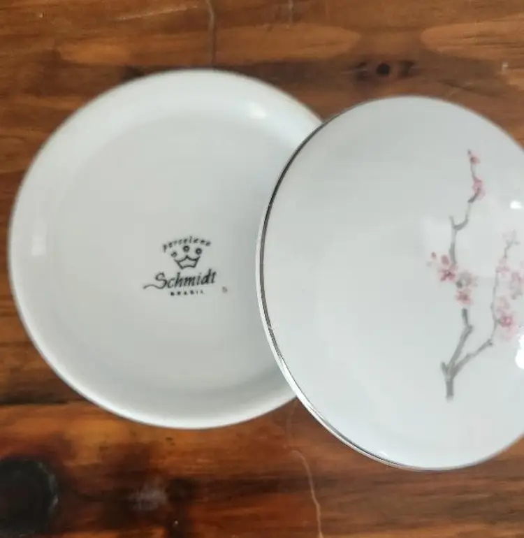 Schmidt Round Porcelain "Cherry Blossom" Trinket Box