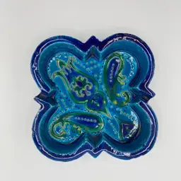 Bitossi blue paisley ashtray by Aldo Londi