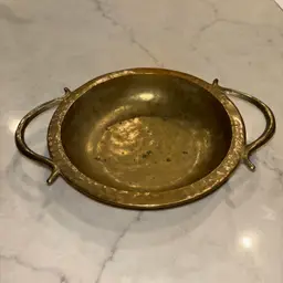 Vintage Hammered Brass 2 Handled Trinket Dish Bowl