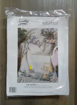 Something Special Afghan Cat and Iris 50546 Cross Stitch Kit 18 Count NIP