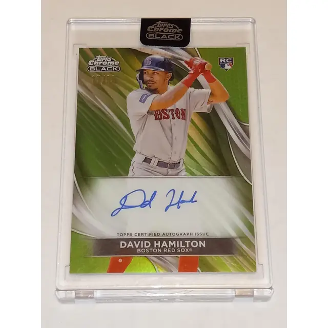 David Hamilton (RC) 2024 Topps Chrome Black Auto #CBA-DH Green Refractor Auto 17/999 Red Sox