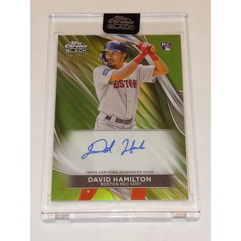 David Hamilton (RC) 2024 Topps Chrome Black Auto #CBA-DH Green Refractor Auto 17/999 Red Sox