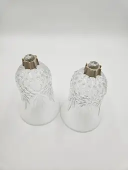 #B44 Glass Diamond Point Votive Pegs Clear Set of 2