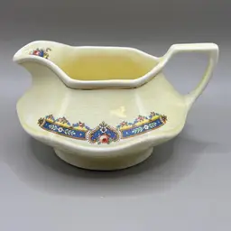 Vintage Creamer Or Small Gravy Boat Floral Wreath Design