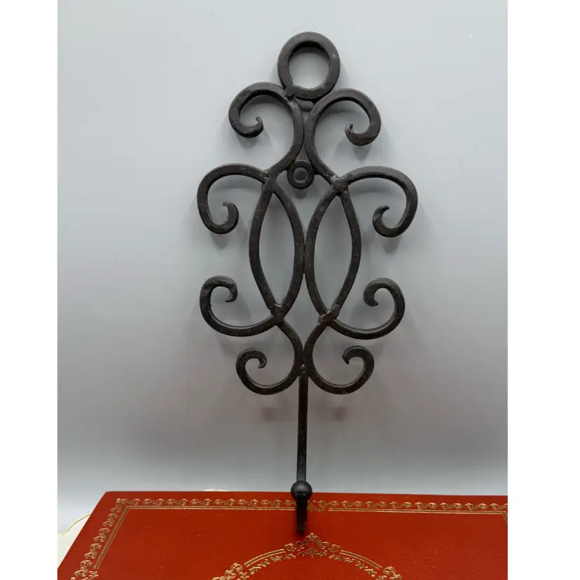 Vintage Wrought Iron Scroll Wall Sconce & Hook 9”x3.5”