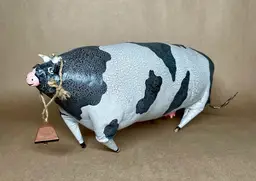 Folk Art Handmade Soft Sculpture Holstein Milking Cow with Udder and Cow Bell