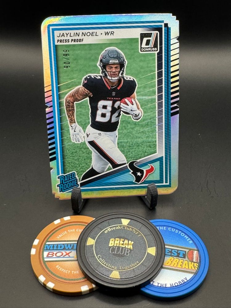 Jaylin Noel 90/99 Rated Rookie Press Proof Holo Die Cut 2025 Donruss Houston Texans