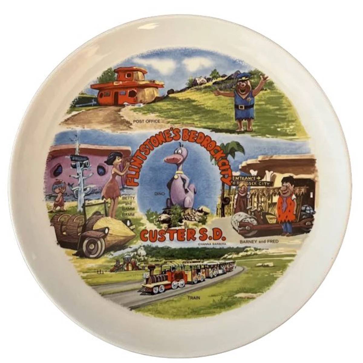 Niknax · Flintstone’s Bedrock City Ceramic Plate Vintage 9 1/2 ...