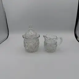 Vintage Fostoria Covered Sugar Bowl and Creamer