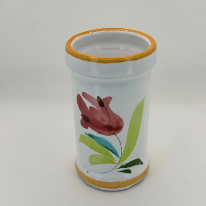 Vintage Italian Floral Flower Vase Handmade, Unbranded, Made In Italy