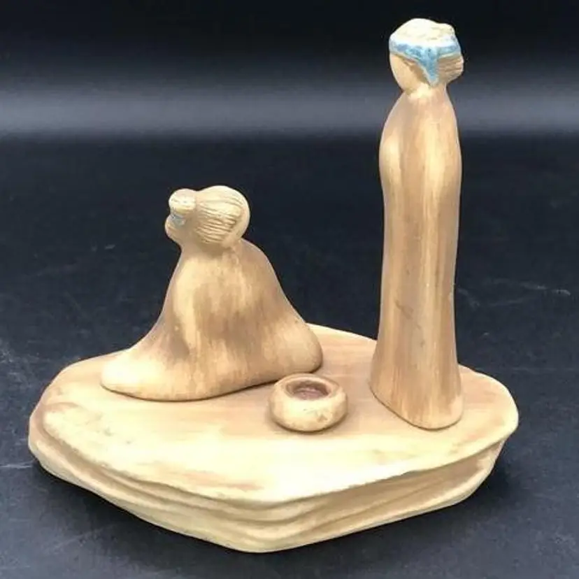 Jack Black, Native American Pottery, Couple Praying, Artist Signed, 1984