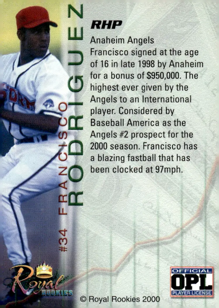 2000 Royal Rookies Futures #34 Francisco Rodriguez Autographs #/4950