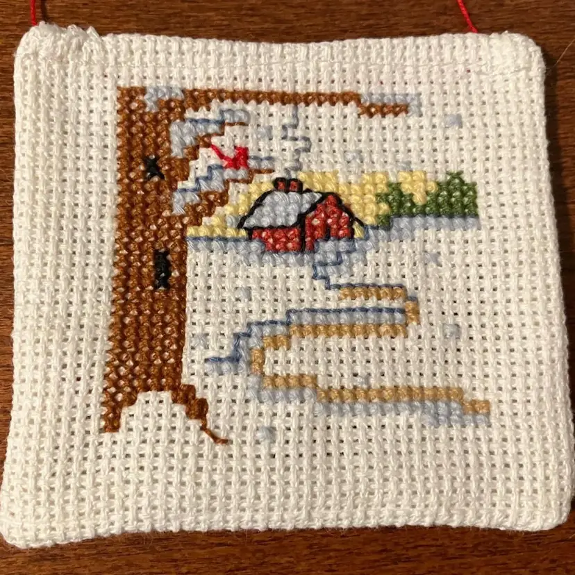 #01 - New Handmade Hanging Winter Scene Cross Stitch