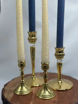 Solid Brass 4 Candlestick Holders Lovely Wedding Decor Mantle