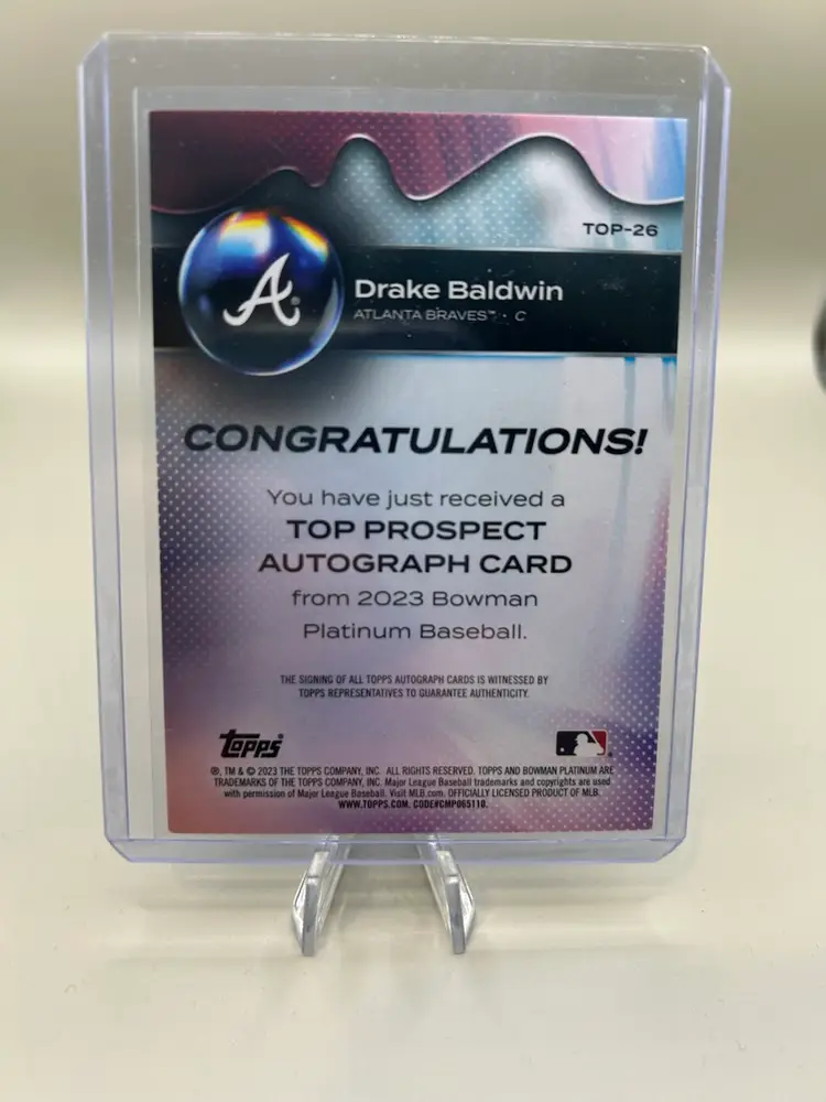 Drake Baldwin 2023 Bowman Platinum Top Prospect Auto /150 Atlanta Braves