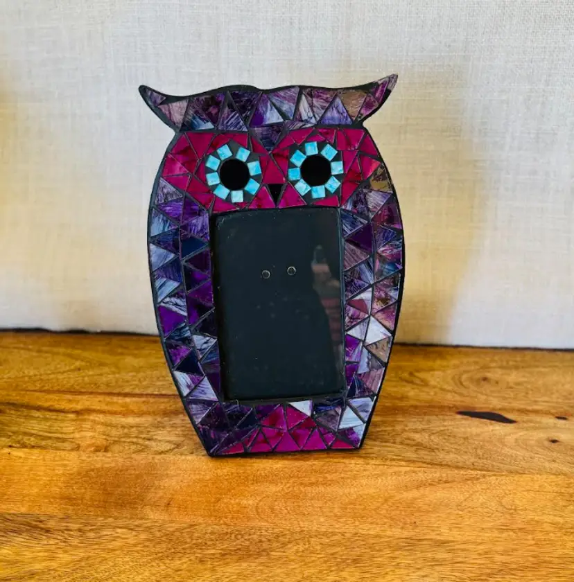 Earthbound Trading Company - Glass Tile Large Owl Frame For Pictures