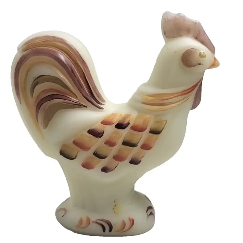 Fenton Hand Painted Rooster Signed by J. Peyton  5 1/4"
