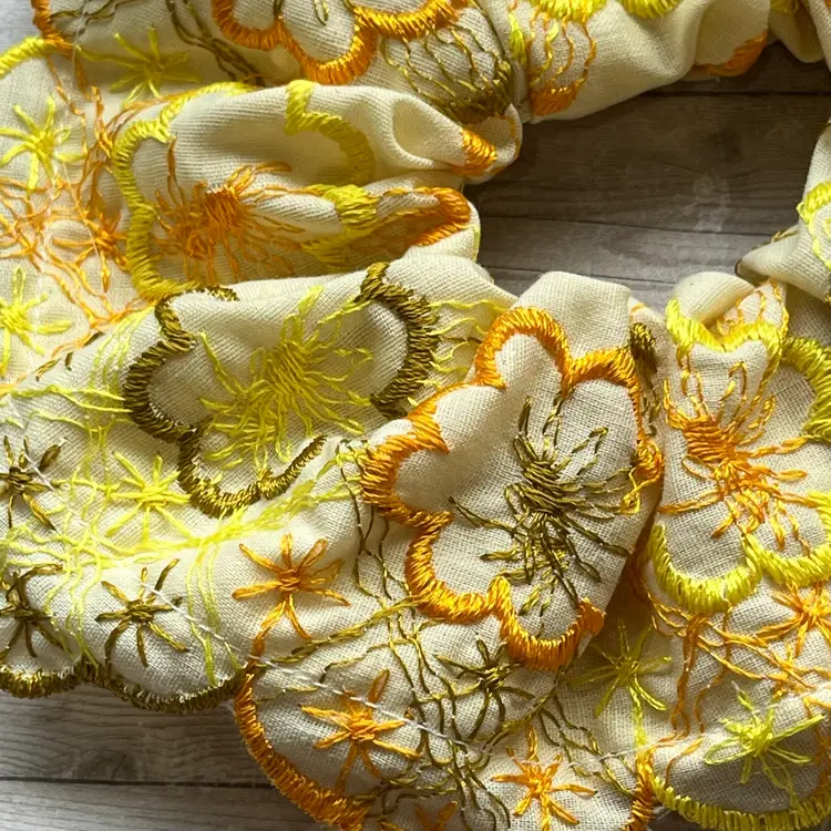 6 Piece Wholesale Lot Fall Floral Embroidered Lace Scrunchie