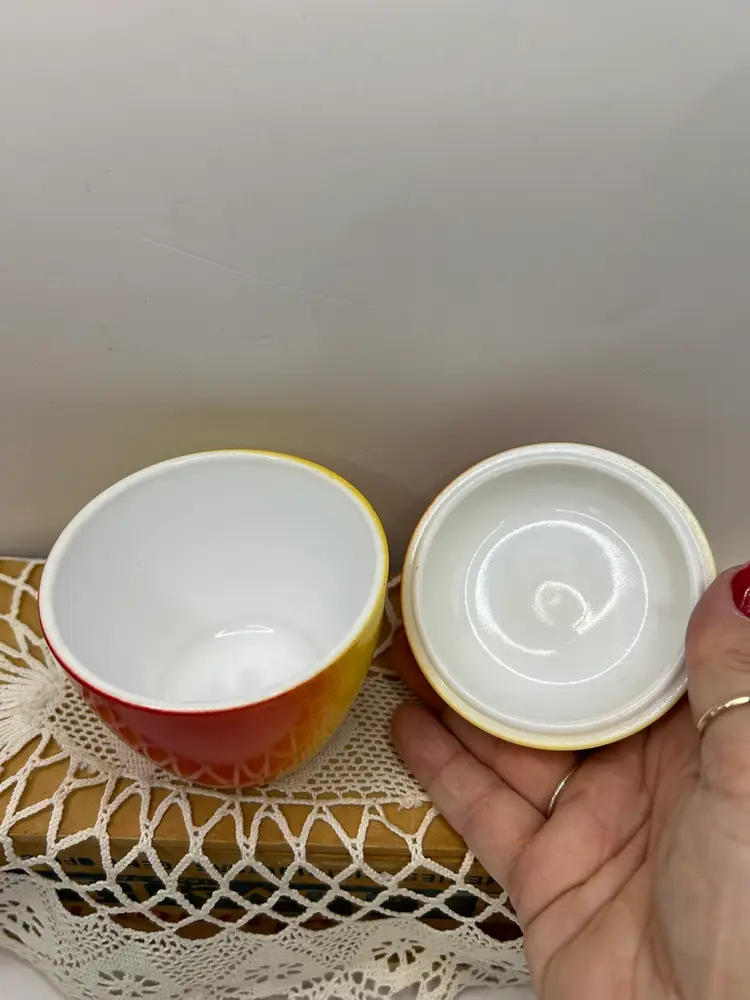 Hazel Atlas Milk Glass Apple.  Some Wear On Lid