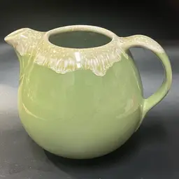Vintage Hull Pottery -Avocado Green Drip Glaze Tea Pitcher – Faint Mark 5” Great planter!