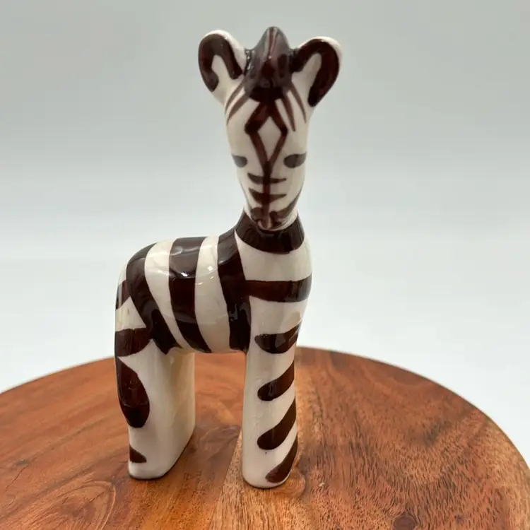 Zebra Striped Ceramic Pottery Art Work Figurine African Animal