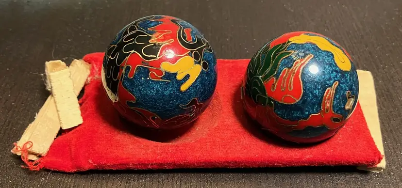 VTG Chinese Musical Baoding Meditation Stress Relief Balls Lot of 2 with base