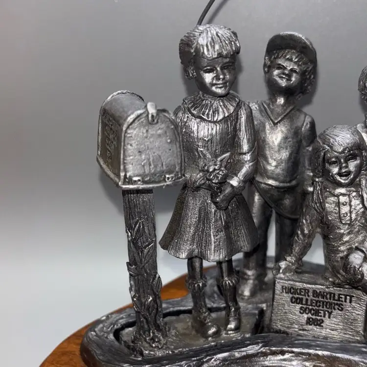 M.A. Ricker 5 Pewter Sculptures Statues Signed # 6649 Wooden Base