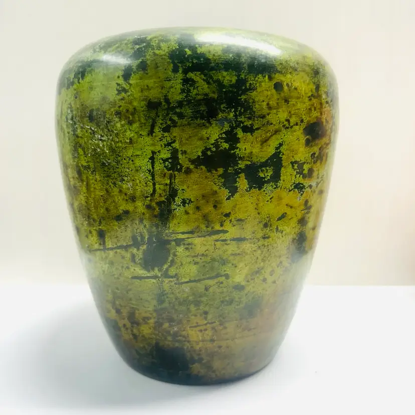 Vintage Metal Molted Green Decorative Vase