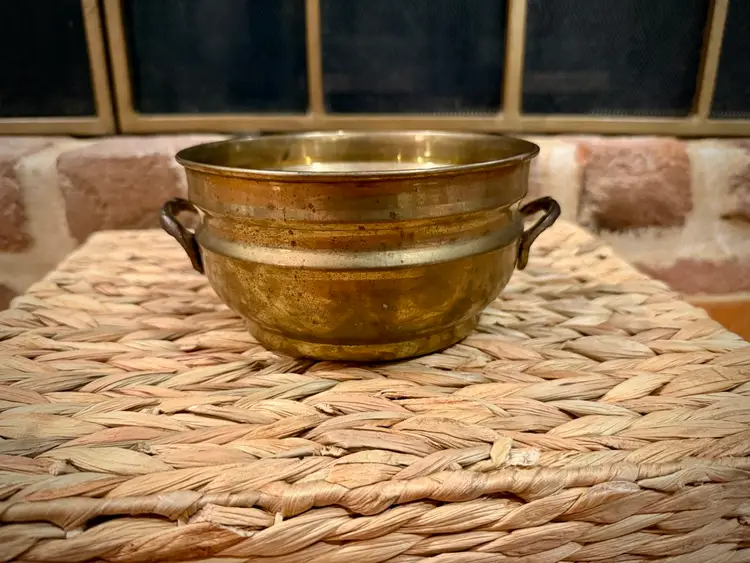 Vintage Hosley Brass Bowl Planter with Handles