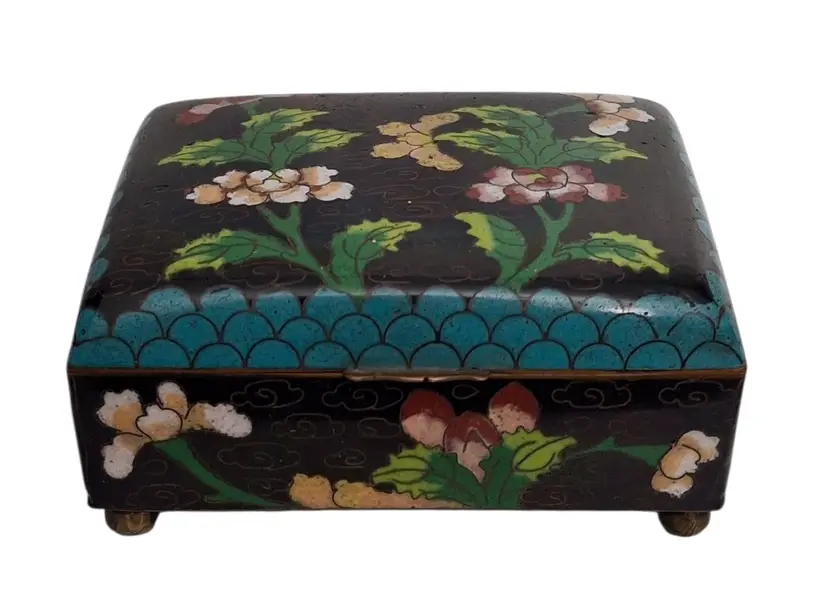 Antique Chinese Cloisonne Jewelry, Trinket or Cigarette Box