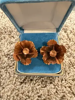 Vintage Coro Flower Earrings Clip Ons