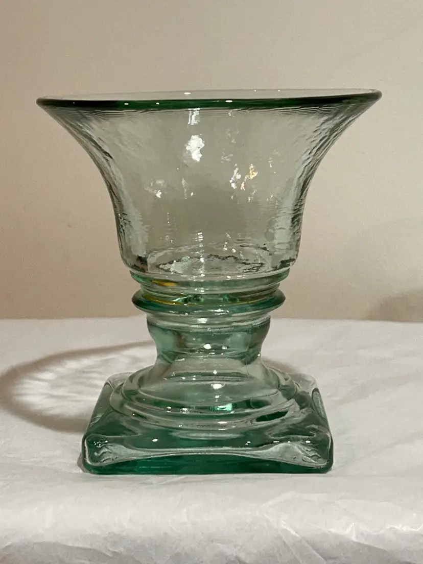 Rustic Vidrios San Miguel Handmade Glass Pillar Candle Holder Recycled Glass