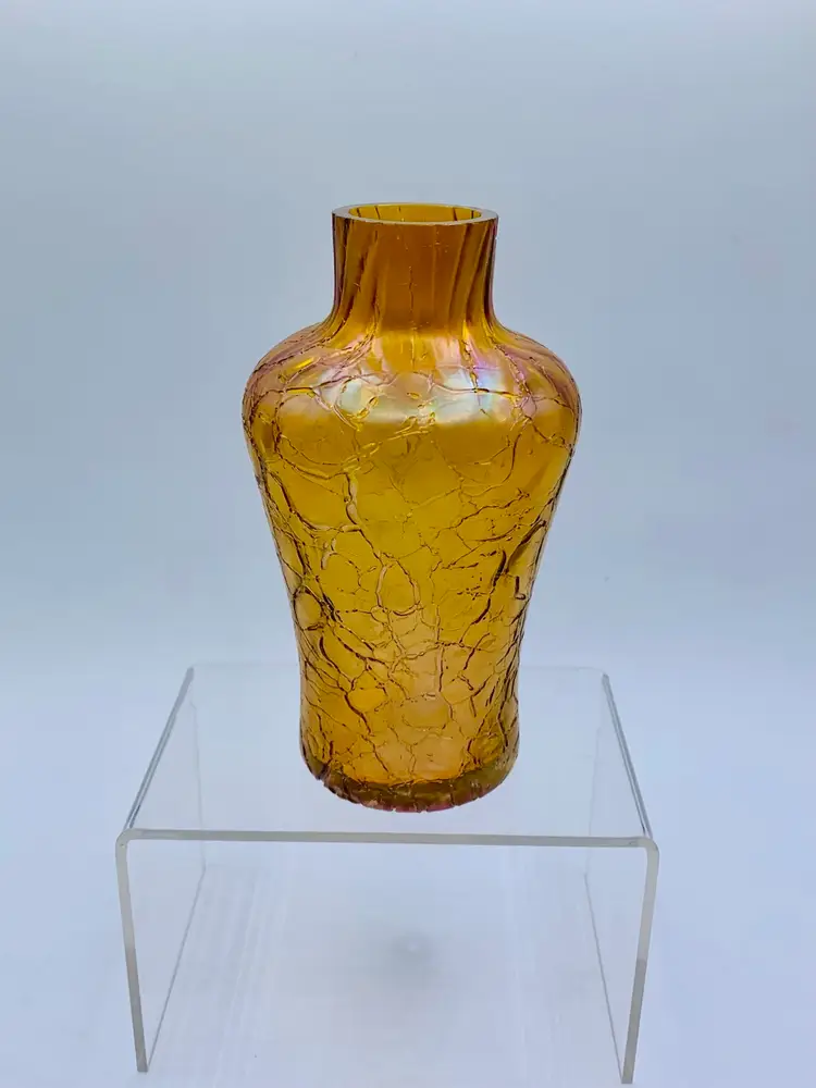 Pallme-König Art Nouveau vase in Amber Gold Iridescent Circa 1900, Antique 5.25”