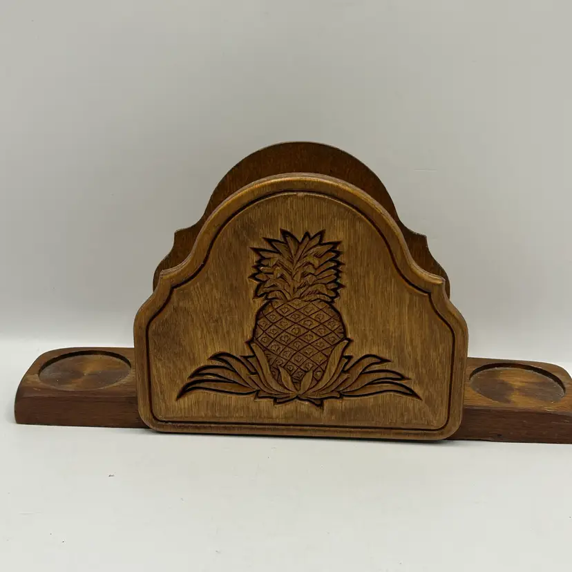 Wooden Pineapple Napkin/s&p Shaker Holder 11x5 1/2