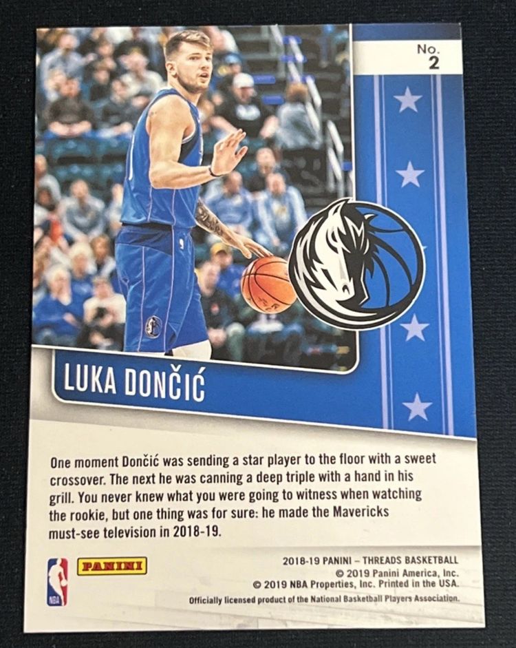 Luka Doncic 2018-19 Panini Threads Floor Generals #2 Rookie RC Dallas Mavericks