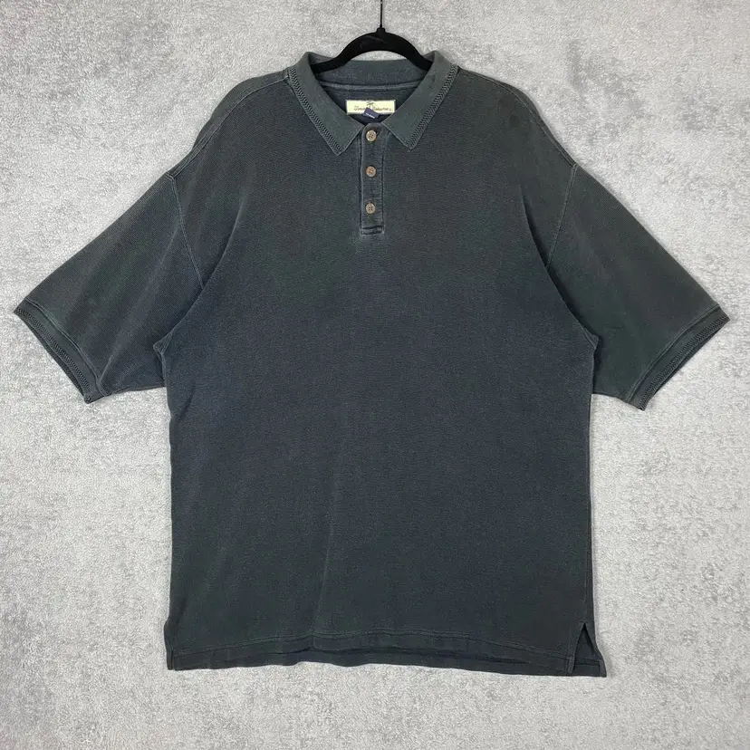 Tommy Bahama Polo Shirt Mens XL Charcoal Gray Silk Cotton Textured Short Sleeve