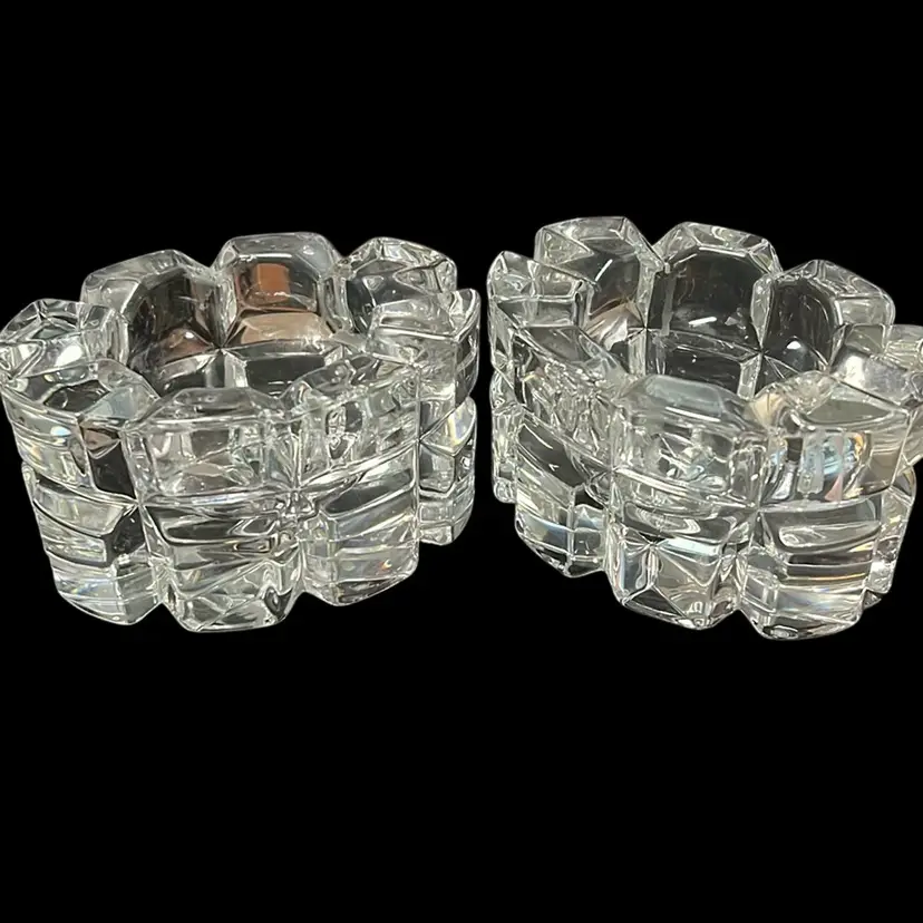 MIKASA Crystal “REFLECTIONS” Oval Votive Candle Holder Set-Made in Germany