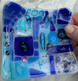 fused art glass trinket dish