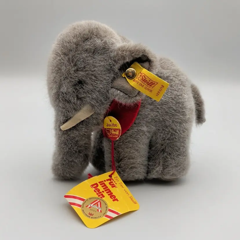 Steiff Jumbo Elephant Grey Plush Toy 1450/12 Button in Ear Tagged