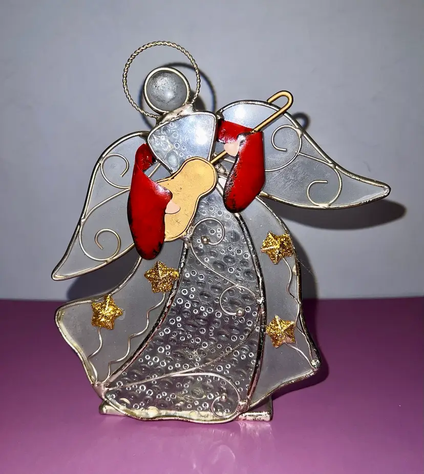 International Silver Co. Stained Glass Angel Votive Holder