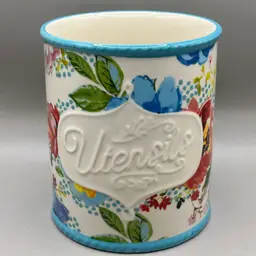 Pioneer Woman Stoneware Utensil Canister Floral 2018 5.5”