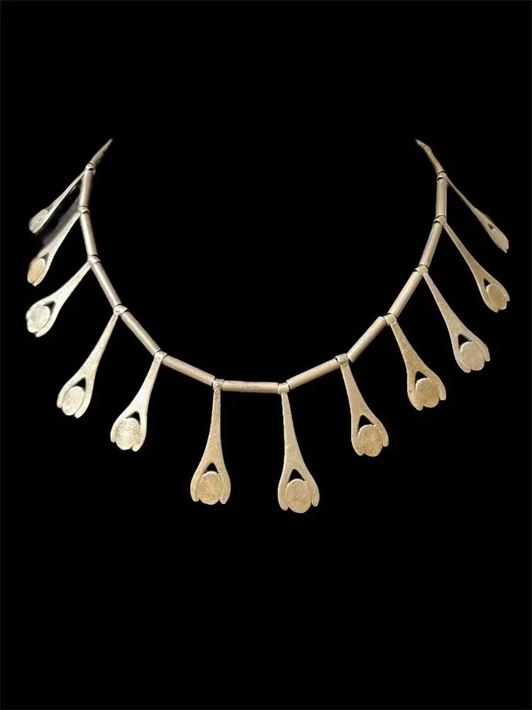 014 Vintage Sterling Taxco And Tiger Eye Necklace