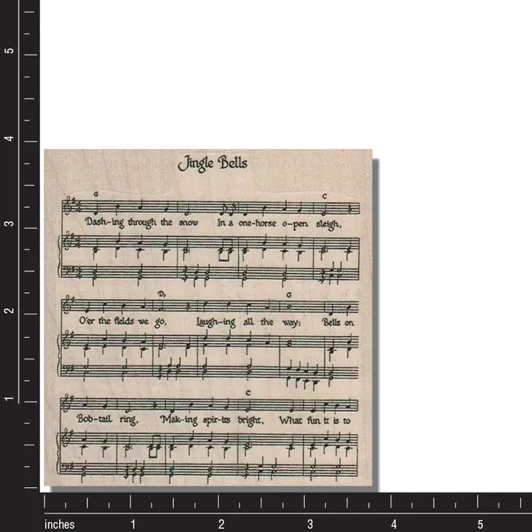 Jingle Bells Music Sheet Background Rubber Stamp - Christmas Song
