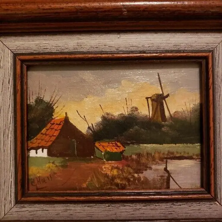 Dutch Painting Signed Framed 7 7/8" - j.w.v. berkum b.v. Hoorn Netherlands READ