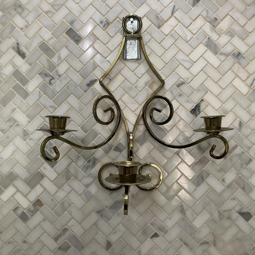 Home Interiors Gold Metal 3 Tier Wall Sconce